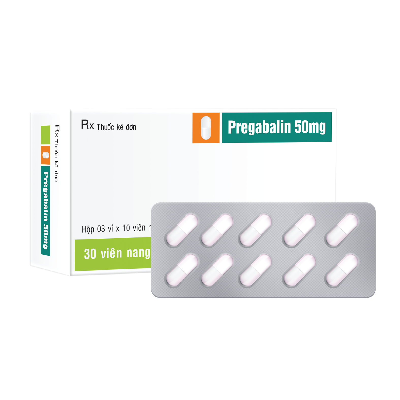 Viên nang cứng Pregabalin 50mg V/10, H30